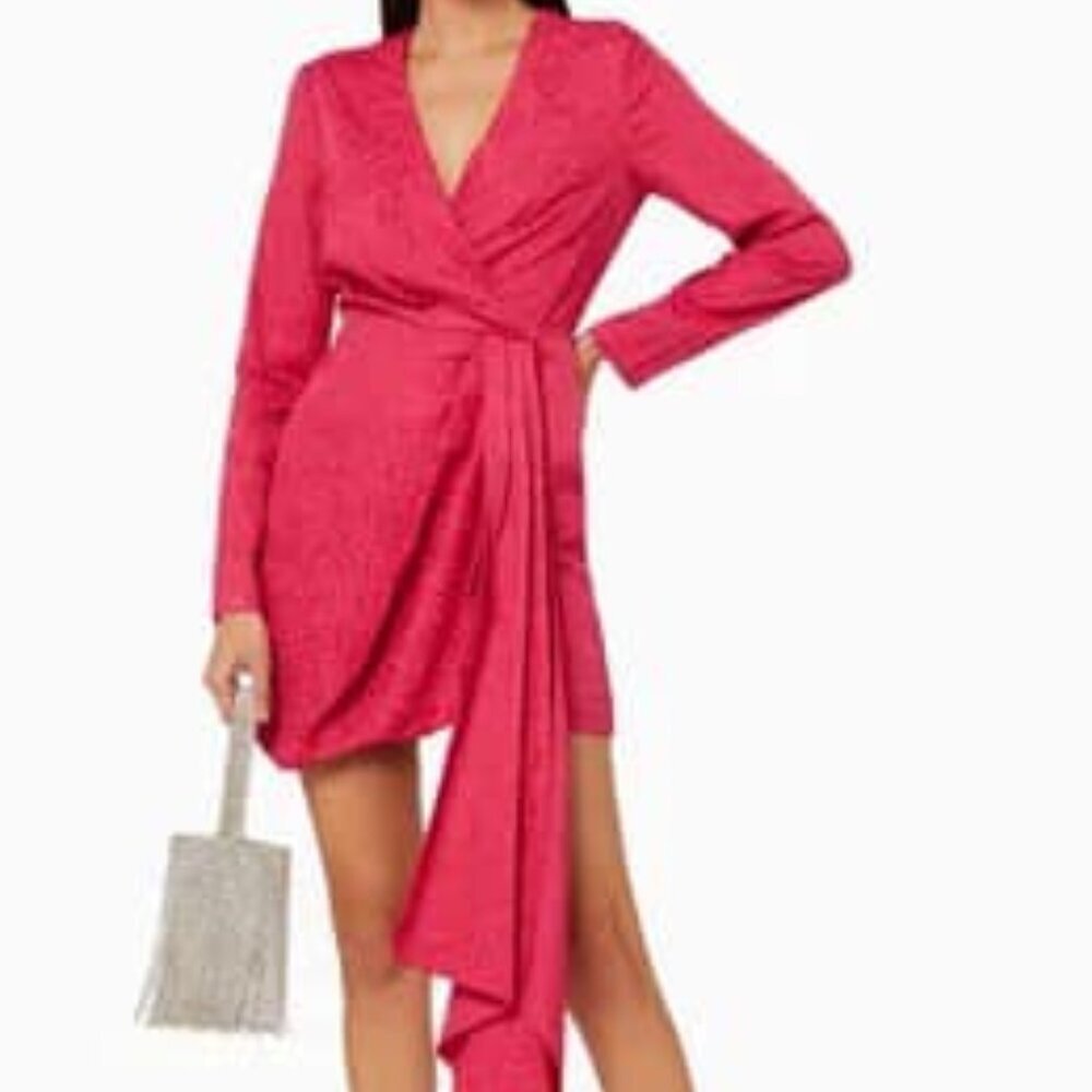 Significant Other Axel Pink Animal Print Silky Mini Dress Size US 4